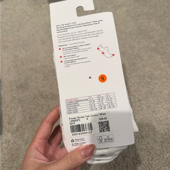 lululemon athletica Power Stride Tab White Socks - 3 Pack Size Small - Picture 2 of 4
